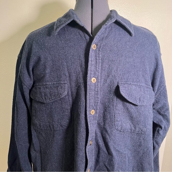 Vintage St. John’s Bay Flannel Button Down Shacket Blue Gray XL - Picture 2 of 9